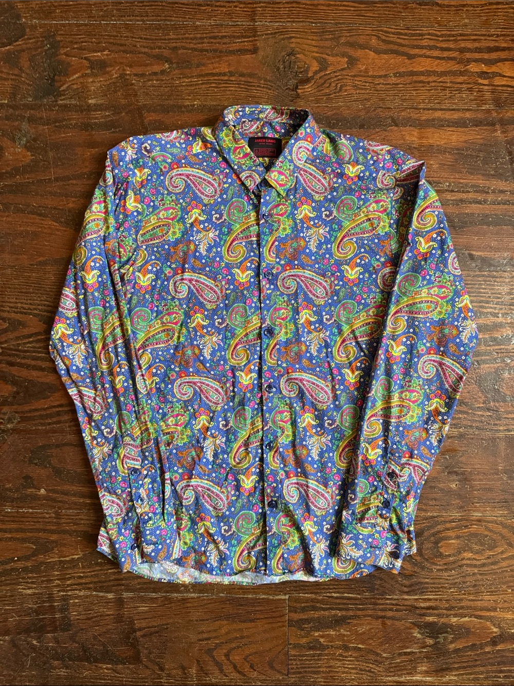 Jared Lang After Hours Blue Paisley Button-Down Shirt Print Size M